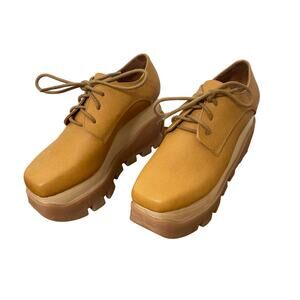 JEFFREY CAMPBELL Mixe Tan Leather Chunky Platform Oxfords Size 7